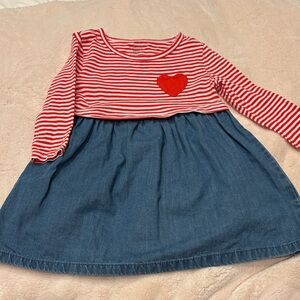 Carter's Red and Blue Stripe Heart Dress 18 months